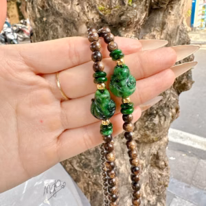 Vòng Tay Trầm Hương Hồ Ly Tứ Điếu Ngọc Cẩm Thạch Sơn Thủy Thiên Nhiên - Thắng Giang