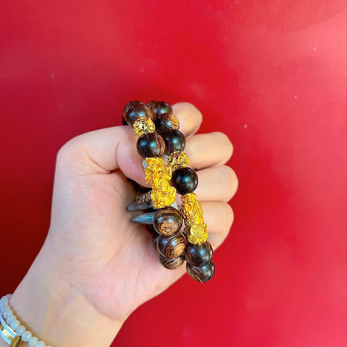 Vòng Tay Trầm Hương Sánh Chìm Thiên Nhiên Phối Tì Hưu Bạc Ta Xi Vàng - Thắng Giang - Ảnh 3