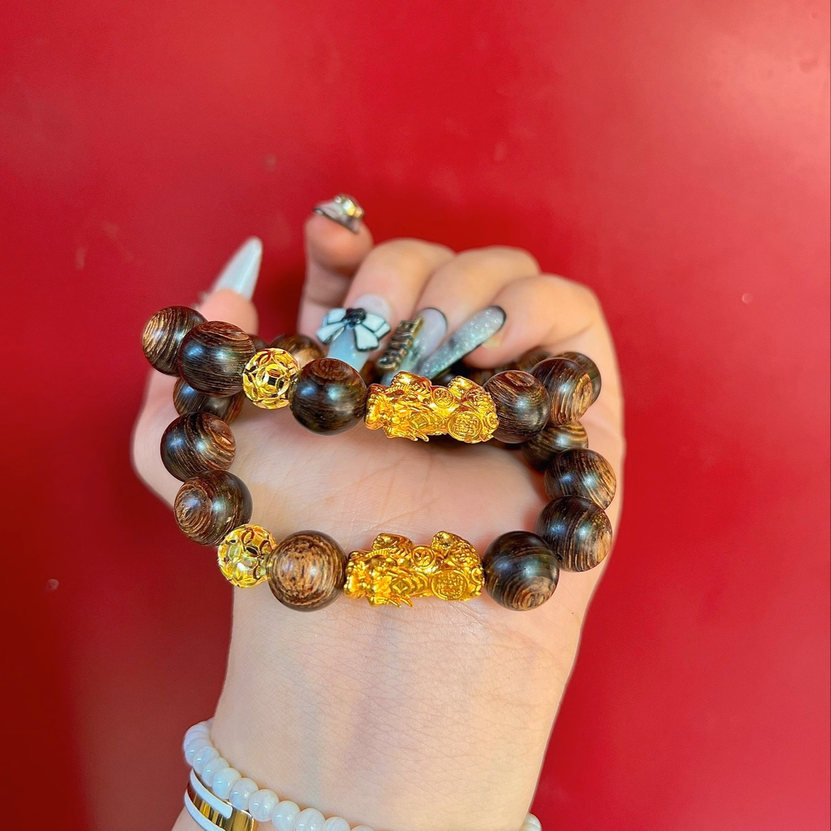 Vòng Tay Trầm Hương Sánh Chìm Thiên Nhiên Phối Tì Hưu Bạc Ta Xi Vàng - Thắng Giang - Ảnh 4