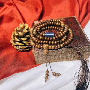 Vòng Tay Lu Thống Lapiz Thiên Thanh Phối Trầm Hương Tốc Dẹt Thiên Nhiên - Thắng Giang