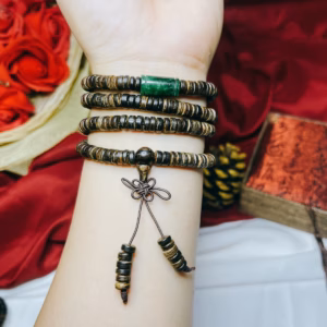 Vòng Tay Tầm Hương Sánh Chìm Dẹt Phối Lu Thông Cẩm Thạch Sơn Thủy Thiên Nhiên - Thắng Giang