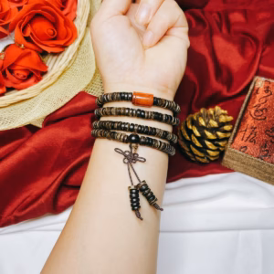 Vòng Tay Trầm Hương Sánh Chìm Phối Lu Thống Ngọc Cẩm Thạch Huyết Thiên Nhiên - Thắng Giang