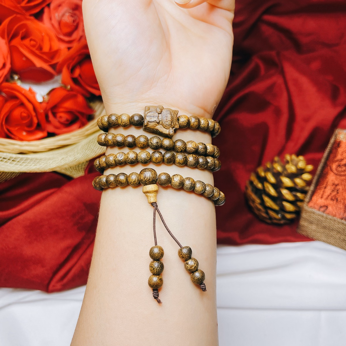 Vòng Tay Trầm Hương Tốc Thiên Nhiên Phối Mèo Thần Tài Chiêu Tài Lộc - Thắng Giang - Ảnh 10