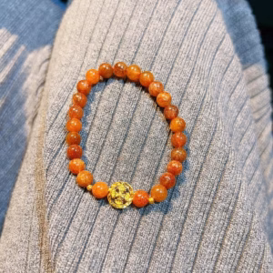 Vòng Tay Thạch Anh Tóc Nâu Phối Charm Bánh Xe Pháp Luân Vàng Tây 10 Kara - Thắng Giang