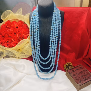 Chuỗi Vòng Cổ Thạch Anh Màu Aquamarine Thiên Nhiên Năm Tầng - Thắng Giang