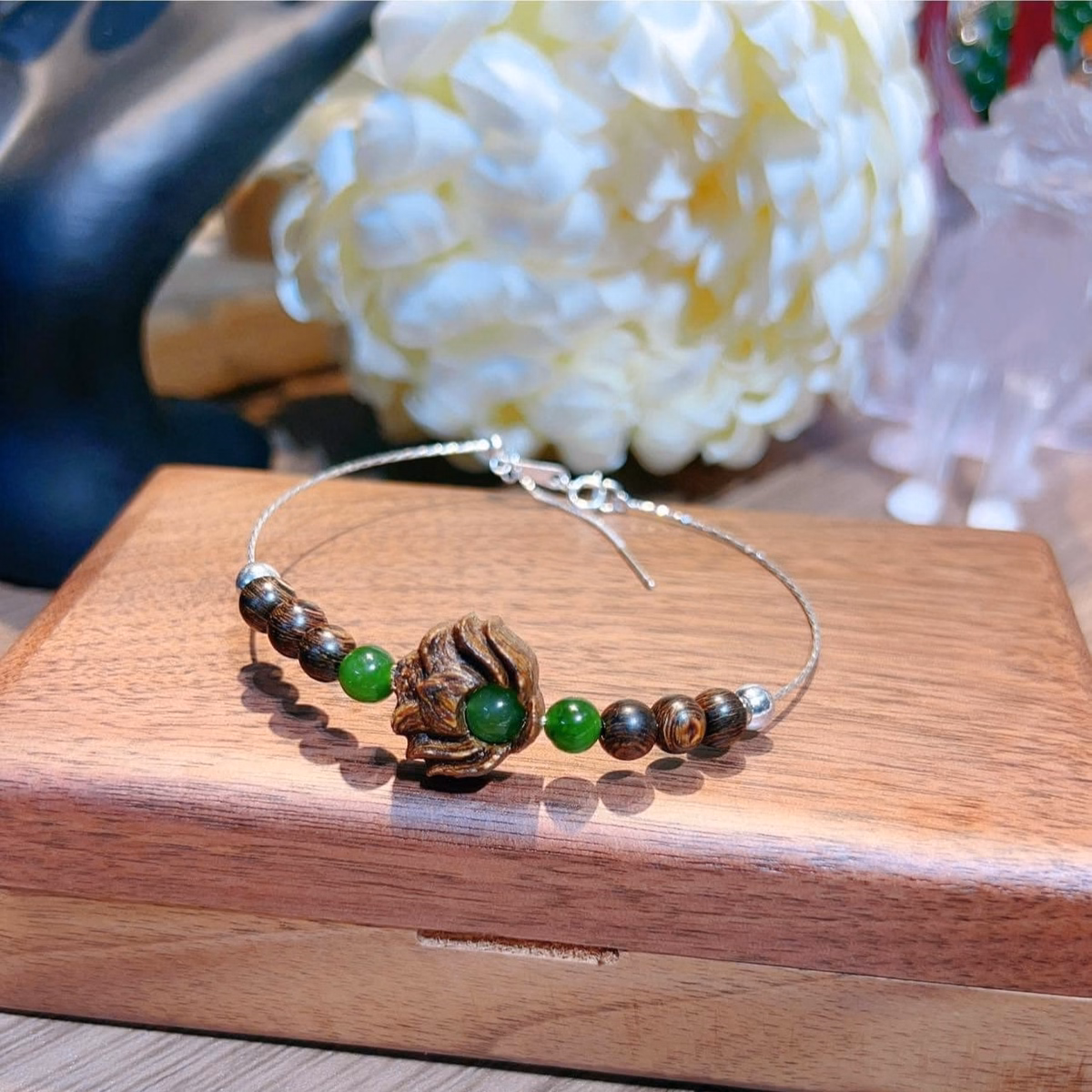 Vòng Tay Sen Trầm Hương Sánh Chìm Thiên Nhiên Khung Bạc Ta - Thắng Giang - Ảnh 3