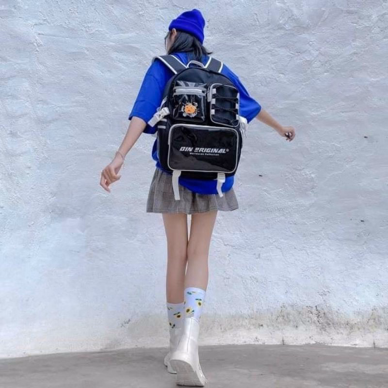 Balo Hộp Phối Mica Vải Bố Đan Dây St24 - Nana House - Ảnh 2