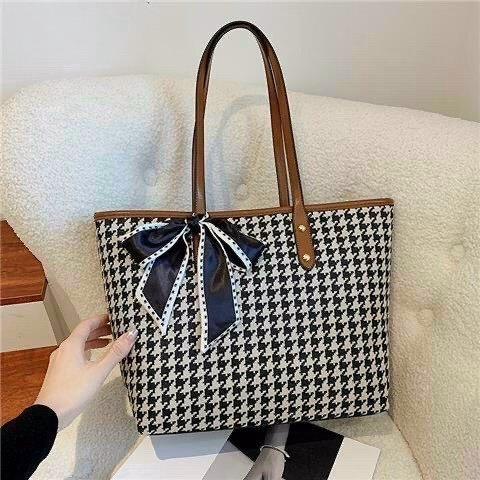 Túi Xách Tote Nữ Công Sở Họa Tiết Kẻ Đi Làm Phong Cách Alzzang Cỡ Lơn Kèm Nơ Xinh Đi Chơi 212 - Larita Fashion - Ảnh 7