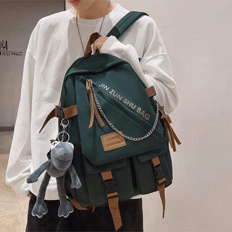 Balo Nam Nữ Tặng Kèm Móc Khóa Ếch Chân Dài Đi Học Thời Trang Ulzzang Nhiều Ngăn Tiện Dụng 730 - Larita Fashion - Ảnh 5