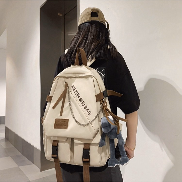 Balo Nam Nữ Tặng Kèm Móc Khóa Ếch Chân Dài Đi Học Thời Trang Ulzzang Nhiều Ngăn Tiện Dụng 730 - Larita Fashion - Ảnh 10