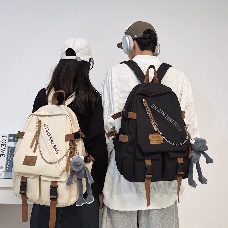 Balo Nam Nữ Tặng Kèm Móc Khóa Ếch Chân Dài Đi Học Thời Trang Ulzzang Nhiều Ngăn Tiện Dụng 730 - Larita Fashion - Ảnh 12