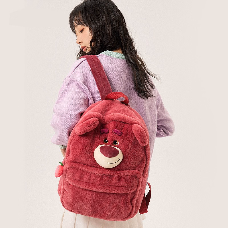 Balo Gấu Dâu Lotso Bản Cao Cấp Dày Dặn Chuẩn Form 3 Ngăn Cỡ Lớn, Balo Nữ Gấu Bông Hoạt Hình Dễ Thương - Dmastore - Ảnh 8
