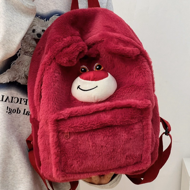 Balo Gấu Dâu Lotso Bản Cao Cấp Dày Dặn Chuẩn Form 3 Ngăn Cỡ Lớn, Balo Nữ Gấu Bông Hoạt Hình Dễ Thương - Dmastore - Ảnh 7