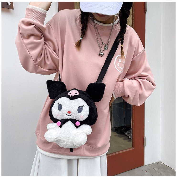 Túi Đeo Chéo Nhồi Bông Hoạt Hình Sanrio Kuromi Pha Màu Siêu Đáng Yêu - Dmastore - Ảnh 2