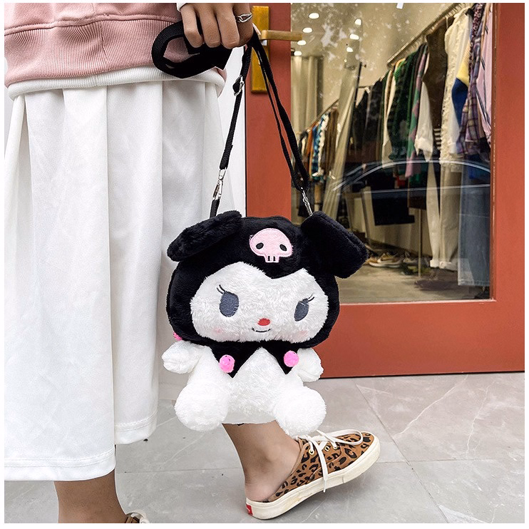Túi Đeo Chéo Nhồi Bông Hoạt Hình Sanrio Kuromi Pha Màu Siêu Đáng Yêu - Dmastore - Ảnh 4