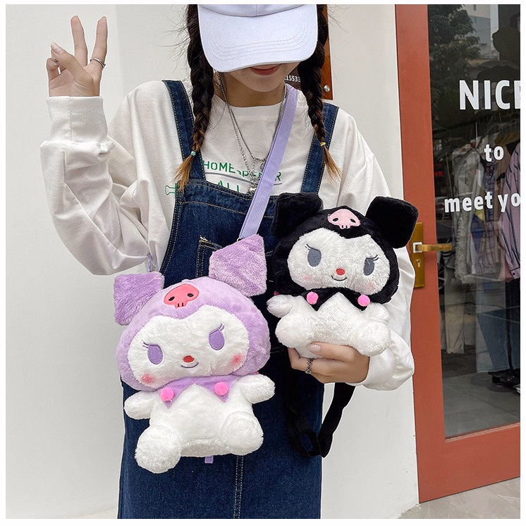 Túi Đeo Chéo Nhồi Bông Hoạt Hình Sanrio Kuromi Pha Màu Siêu Đáng Yêu - Dmastore - Ảnh 5