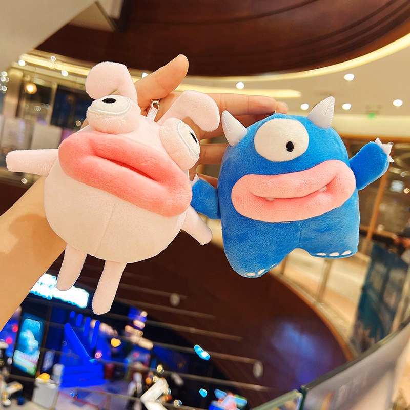 Móc Khóa Quái Vật Môi Dày Ngộ Nghĩnh, Móc Khóa Gấu Nhồi Bông Đáng Yêu - Dmastore - Ảnh 2