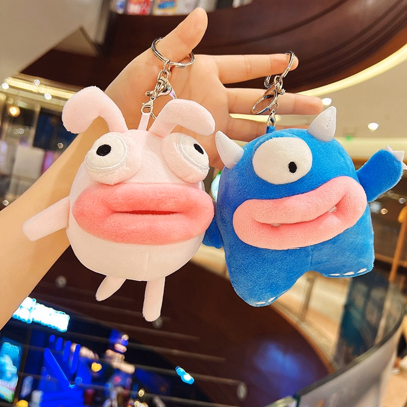 Móc Khóa Quái Vật Môi Dày Ngộ Nghĩnh, Móc Khóa Gấu Nhồi Bông Đáng Yêu - Dmastore - Ảnh 6