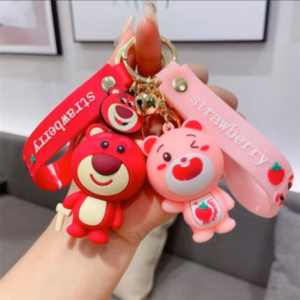 Móc Khóa Trang Trí Hình Gấu Dâu Lotso Silicon Dễ Thương, Phụ Kiện Túi Xách Balo Gấu Hồng - Dmastore