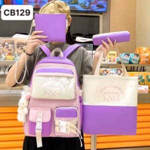 Set 4 Món Balo, Túi Thời Trang Đi Học Giá Rẻ Gấu Phối - Su Clothing