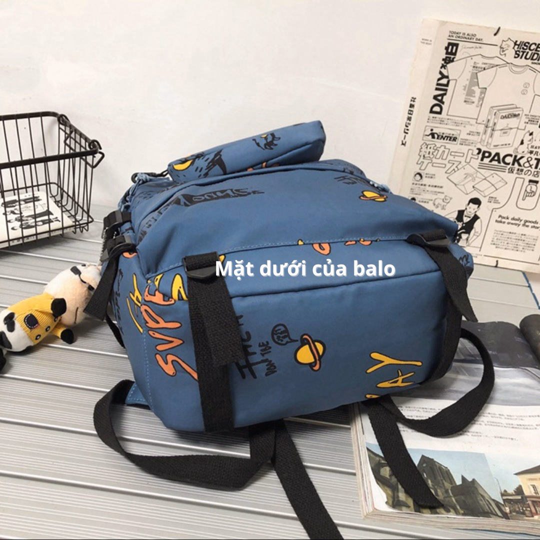 Combo Hộp Bút + Balo Đi Học Bh Kids Phong Cách Đường Phố Junior Hàn Quốc, Ngăn Chứa Rộng, Chống Nước, Chống Sốc Ch109- Bh Kids - Ảnh 2