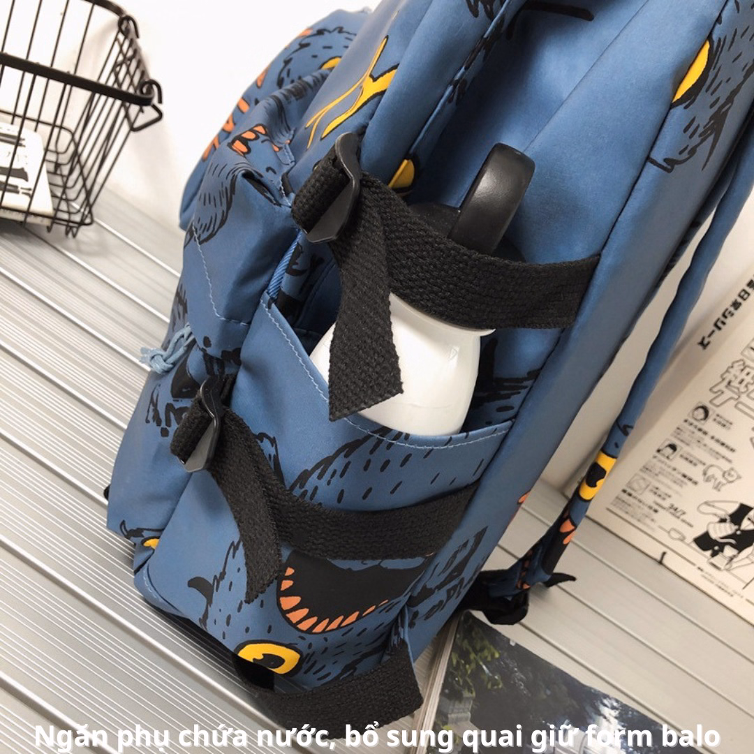 Combo Hộp Bút + Balo Đi Học Bh Kids Phong Cách Đường Phố Junior Hàn Quốc, Ngăn Chứa Rộng, Chống Nước, Chống Sốc Ch109- Bh Kids - Ảnh 5