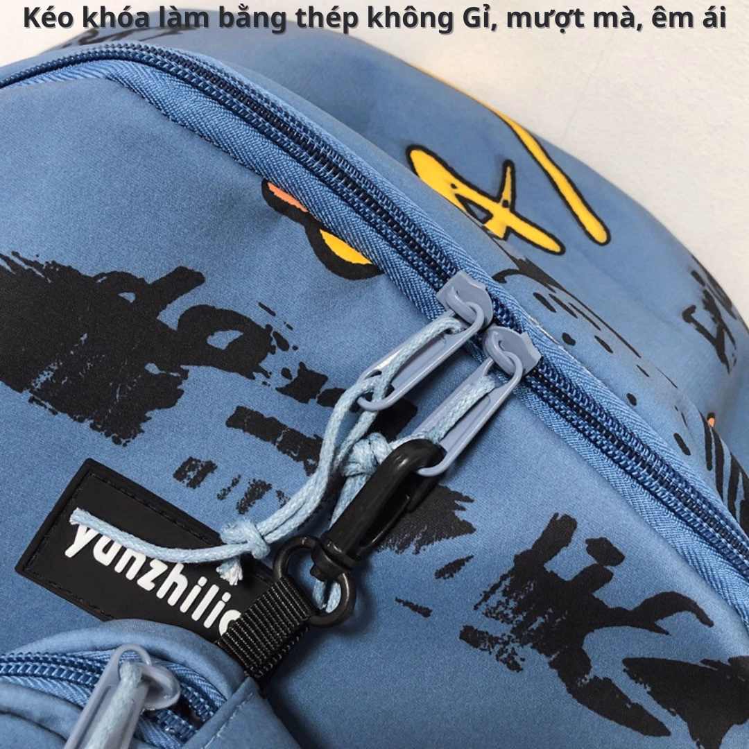 Combo Hộp Bút + Balo Đi Học Bh Kids Phong Cách Đường Phố Junior Hàn Quốc, Ngăn Chứa Rộng, Chống Nước, Chống Sốc Ch109- Bh Kids - Ảnh 8