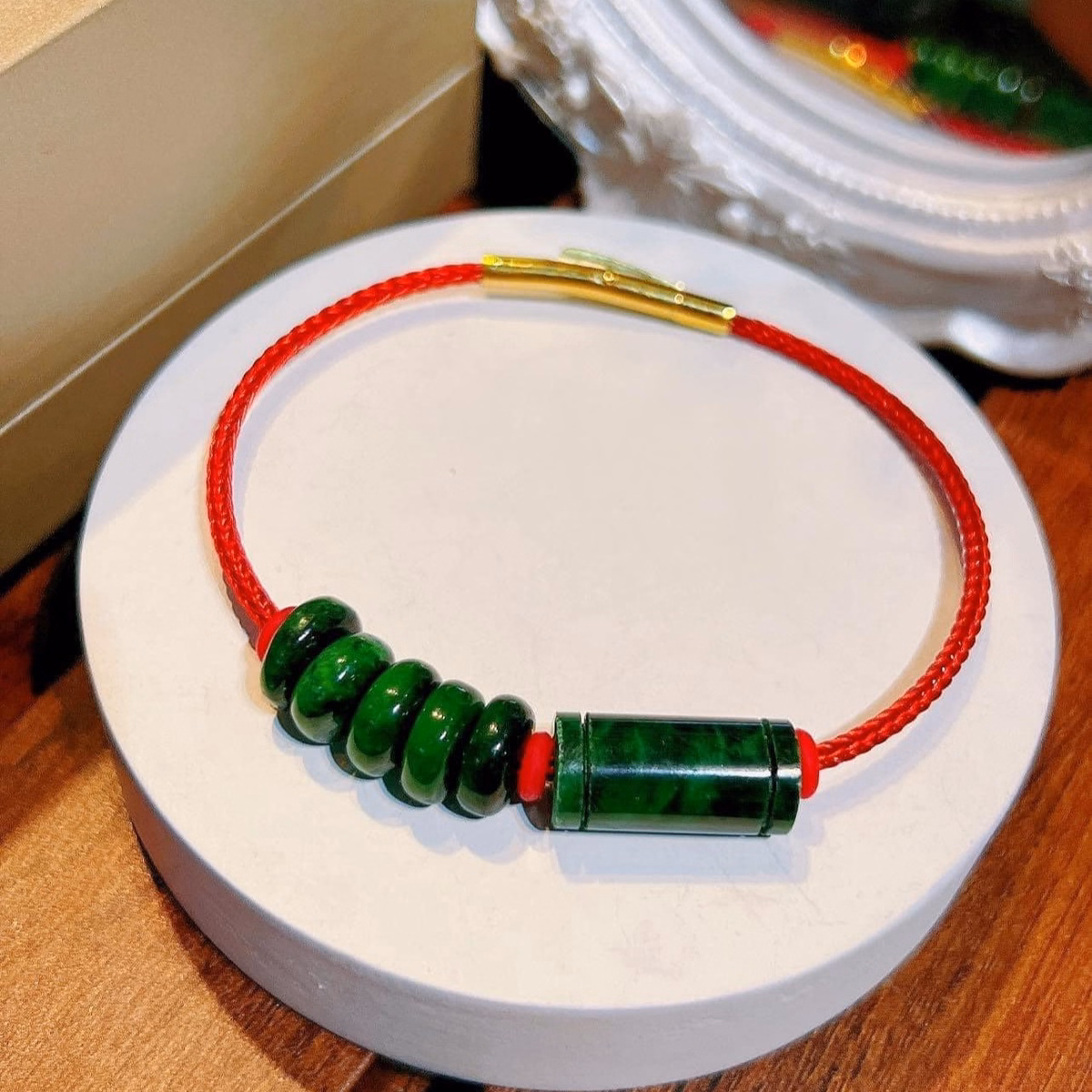 Vòng Tay Lu Thống Ngũ Điếu Ngọc Cẩm Thạch Sơn Thủy Tuyp Bc Thiên Nhiên - Thắng Giang - Ảnh 4