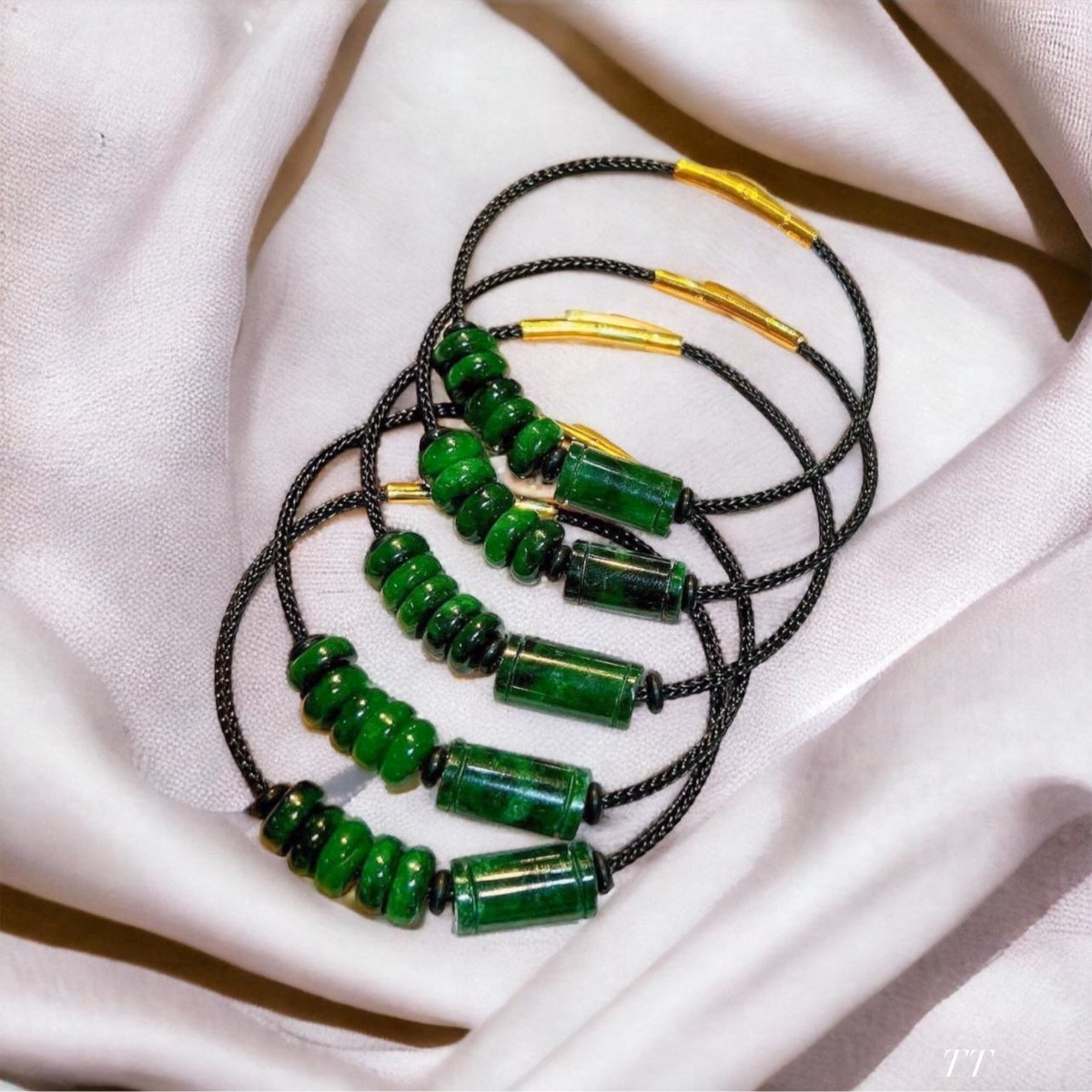 Vòng Tay Lu Thống Ngũ Điếu Ngọc Cẩm Thạch Sơn Thủy Tuyp Bc Thiên Nhiên - Thắng Giang - Ảnh 5