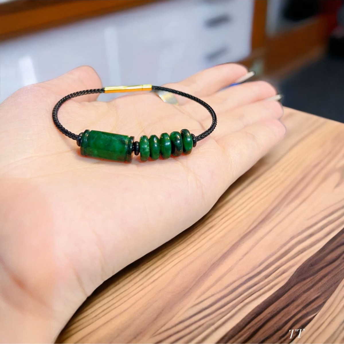 Vòng Tay Lu Thống Ngũ Điếu Ngọc Cẩm Thạch Sơn Thủy Tuyp Bc Thiên Nhiên - Thắng Giang - Ảnh 6