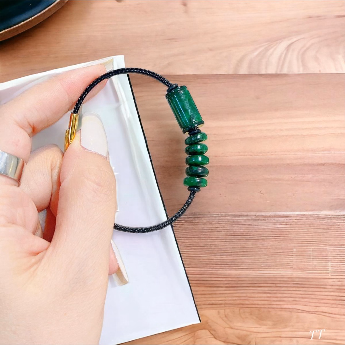 Vòng Tay Lu Thống Ngũ Điếu Ngọc Cẩm Thạch Sơn Thủy Tuyp Bc Thiên Nhiên - Thắng Giang - Ảnh 7