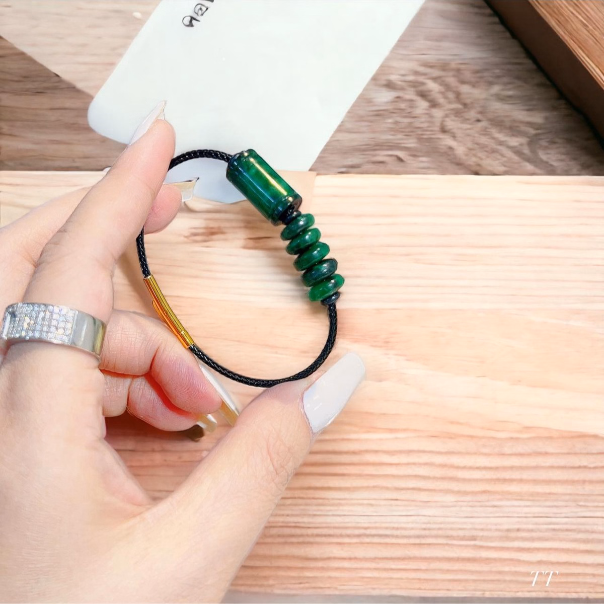 Vòng Tay Lu Thống Ngũ Điếu Ngọc Cẩm Thạch Sơn Thủy Tuyp Bc Thiên Nhiên - Thắng Giang - Ảnh 8