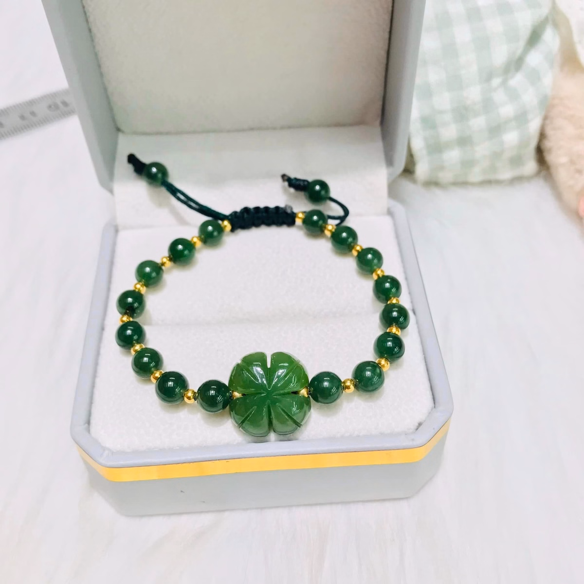 Vòng Tay Cỏ Bốn Lá Ngọc Bích Thiên Nhiên Tết Dây - Thắng Giang - Ảnh 2