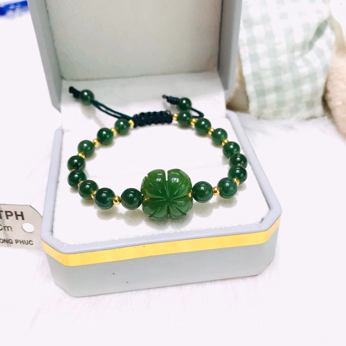 Vòng Tay Cỏ Bốn Lá Ngọc Bích Thiên Nhiên Tết Dây - Thắng Giang - Ảnh 3