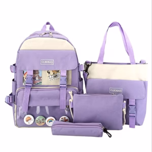 Balo Combo 4 Món Đi Hoc Cao Cấp Màu Tím [Hàng Quảng Châu} -Shop Mẹ Bống
