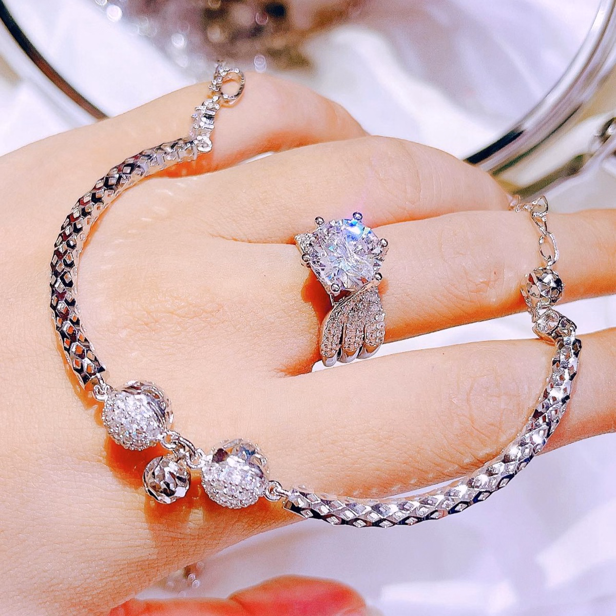 Lắc Tay Bi Cầu Đính Đá Bạc Ý Xi Bạch Kim Cao Cấp - Thắng Giang - Ảnh 4