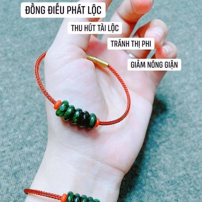 Vòng Tay Ngũ Điếu Ngọc Cẩm Thạch Sơn Thuỷ Xanh Lý - Thắng Giang