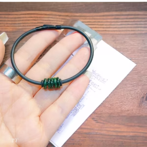 Vòng Tay Ngũ Điếu Ngọc Cẩm Thạch Sơn Thủy Thiên Nhiên Dây Da - Thắng Giang