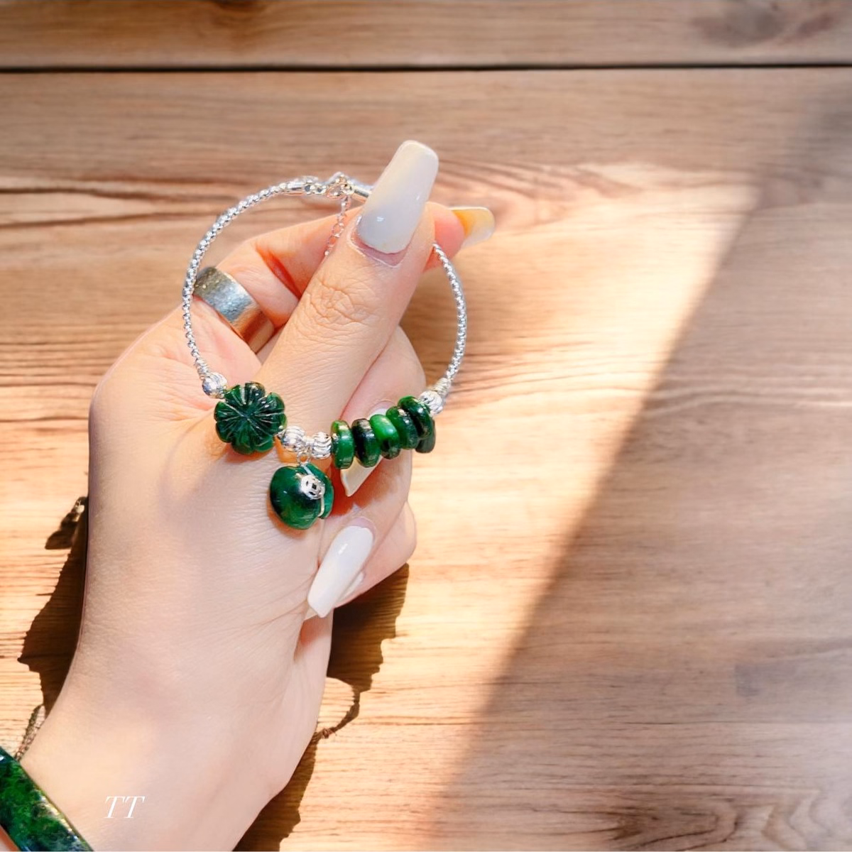 Vòng Tay Bạc Ta Charm Ngọc Cẩm Thạch Sơn Thủy Thiên Nhiên - Thắng Giang - Ảnh 5