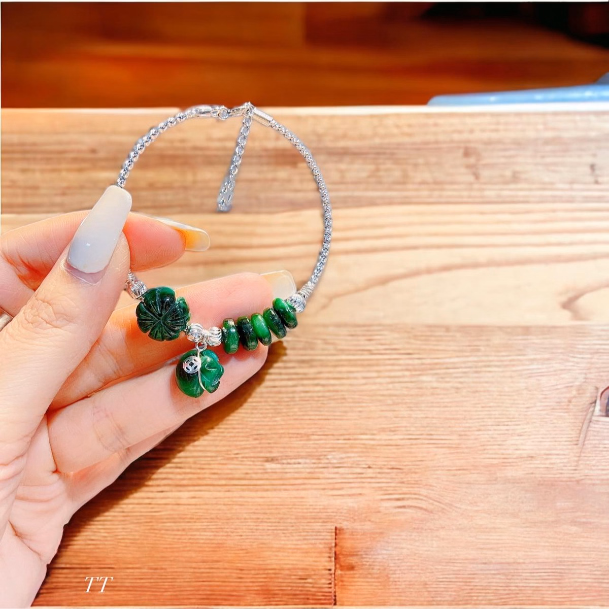 Vòng Tay Bạc Ta Charm Ngọc Cẩm Thạch Sơn Thủy Thiên Nhiên - Thắng Giang - Ảnh 6