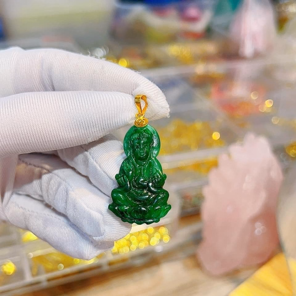 Mặt Dây Chuyền Quan Thế Âm Bồ Tát Ngọc Cẩm Thạch Sơn Thủy Thiên Nhiên - Thắng Giang - Ảnh 5