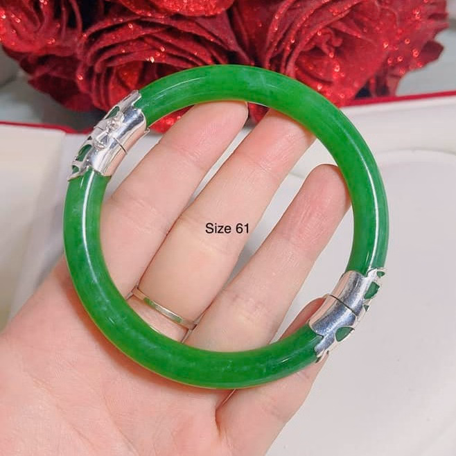 Vòng Tay Ngọc Cẩm Thạch Thiên Nhiên Bọc Bạc Ta - Thắng Giang - Ảnh 3