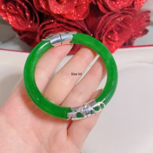 Vòng Tay Ngọc Cẩm Thạch Thiên Nhiên Bọc Bạc Ta - Thắng Giang