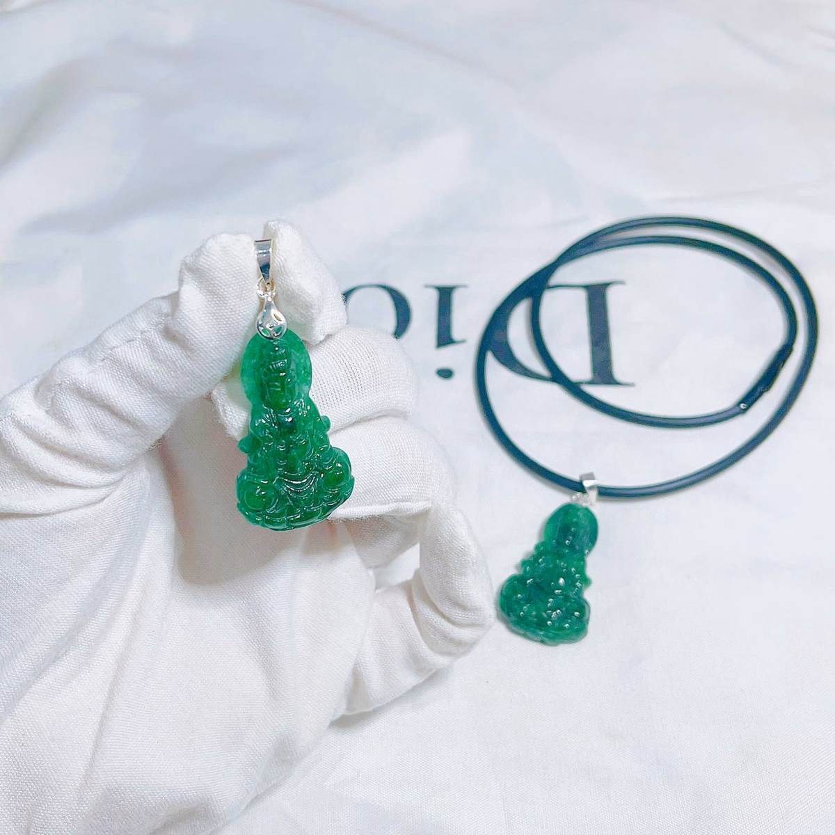 Dây Chuyền Quan Âm Ngọc Cẩm Thạch Sơn Thủy Thiên Nhiên Móc Bạc Ta - Thắng Giang - Ảnh 2