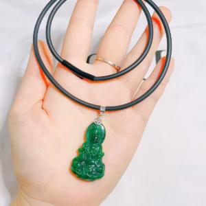 Dây Chuyền Quan Âm Ngọc Cẩm Thạch Sơn Thủy Thiên Nhiên Móc Bạc Ta - Thắng Giang