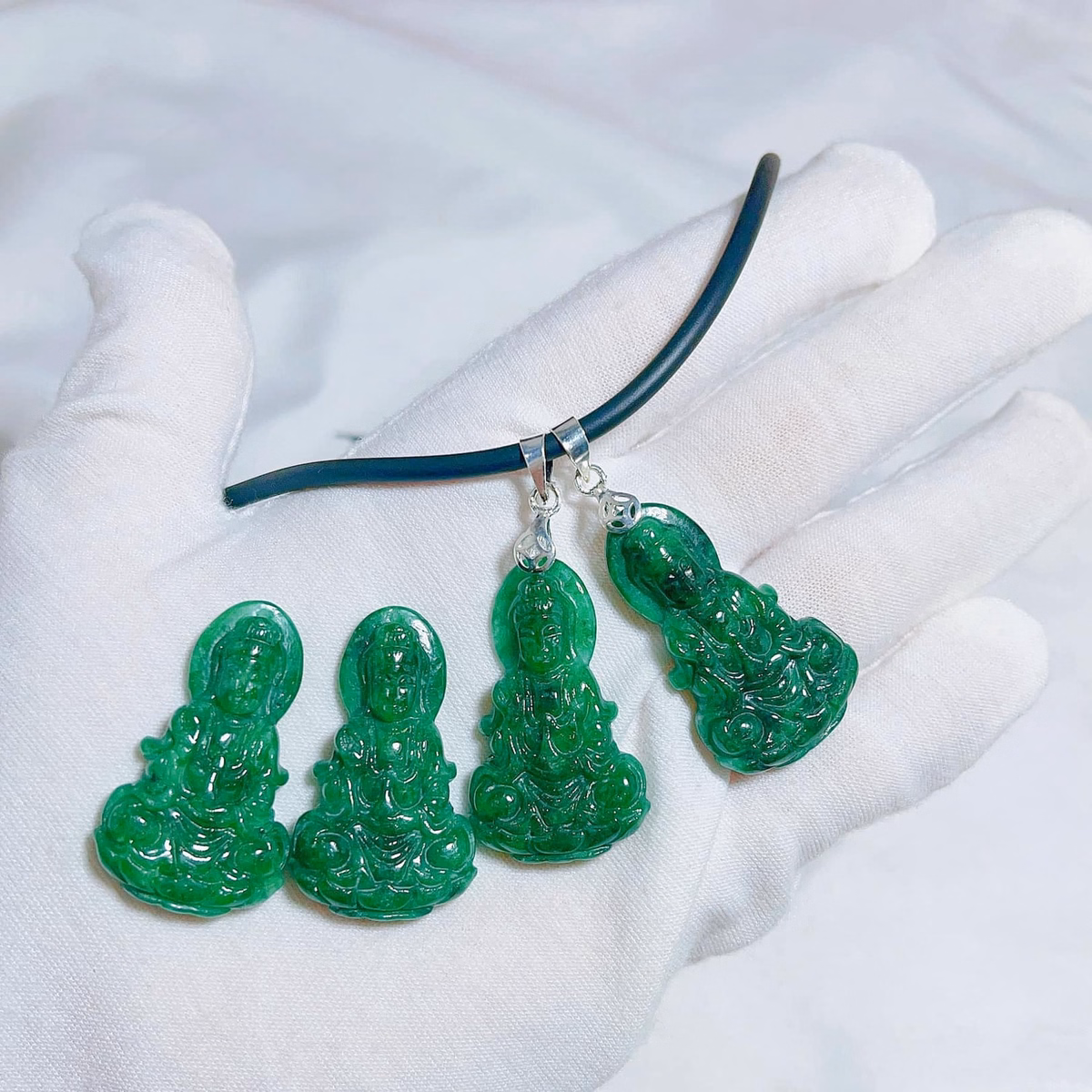 Dây Chuyền Quan Âm Ngọc Cẩm Thạch Sơn Thủy Thiên Nhiên Móc Bạc Ta - Thắng Giang - Ảnh 3