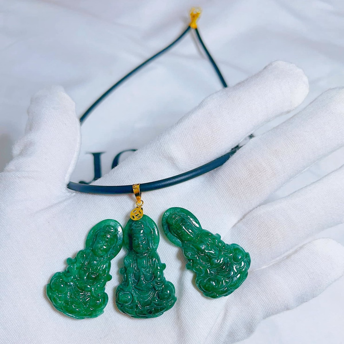 Dây Chuyền Quan Âm Cẩm Thạch Sơn Thủy Vàng 10 Kara - Thắng Giang - Ảnh 3