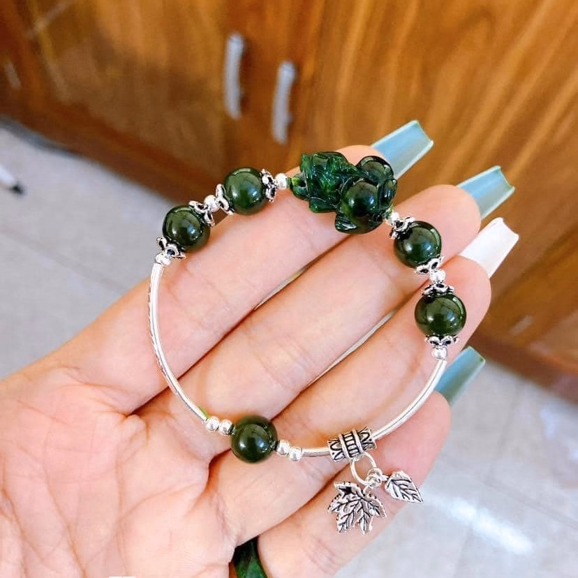 Vòng Tay Charm Tì Hưu Ngọc Cẩm Thạch Sơn Thủy Bạc Ta Thiên Nhiên - Thắng Giang - Ảnh 2