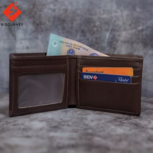 Ví Nam Da Bò Thật Cao Cấp Vi-01 Màu Nâu Đậm - Sigourney
