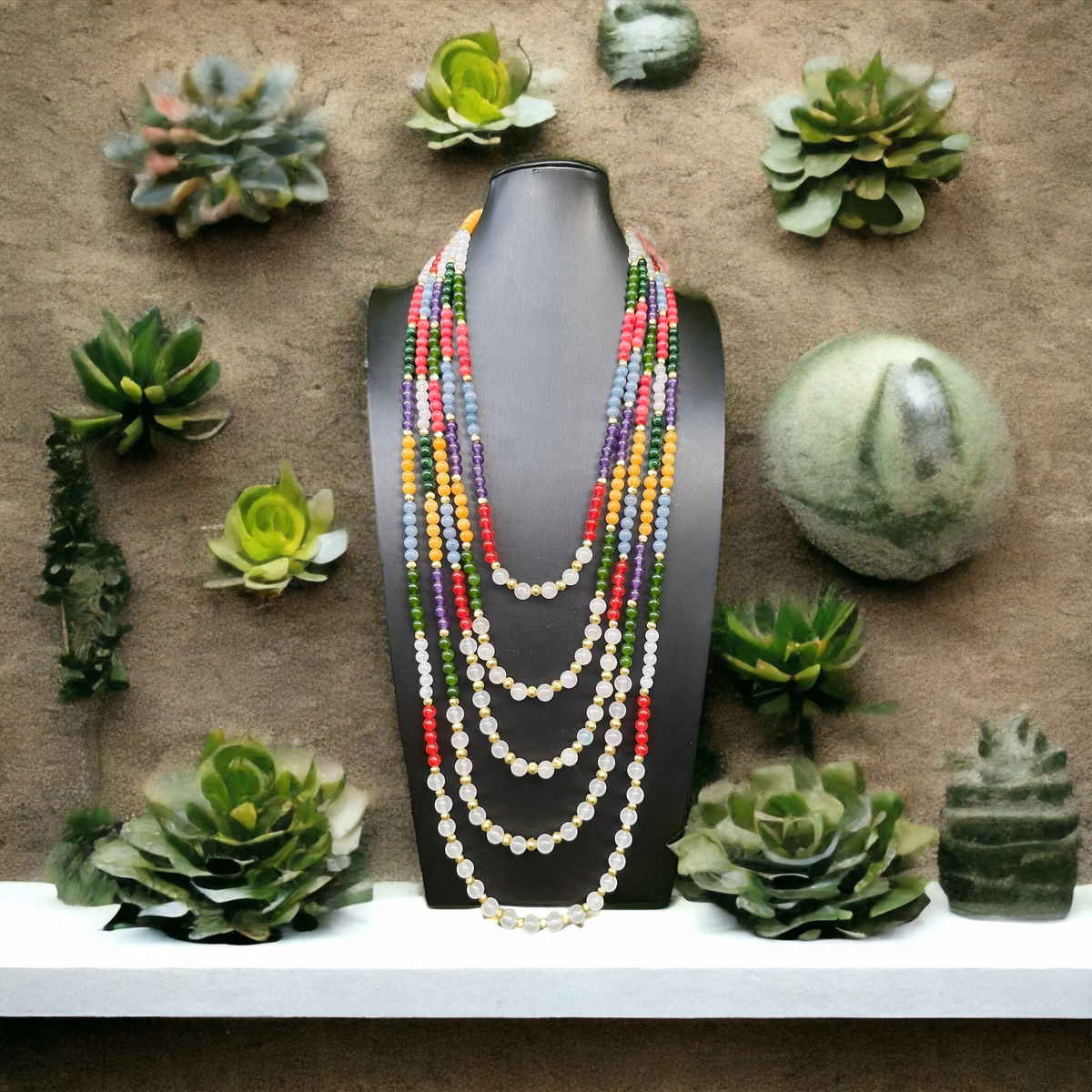 Chuỗi Vòng Cổ Hầu Dâng 5 Tầng Đa Sắc - Thắng Giang